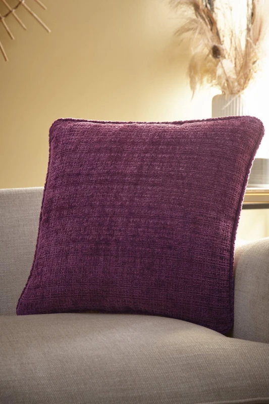 Image of Appletree 'Alba' Textured Chenille Filled Cushion Wine