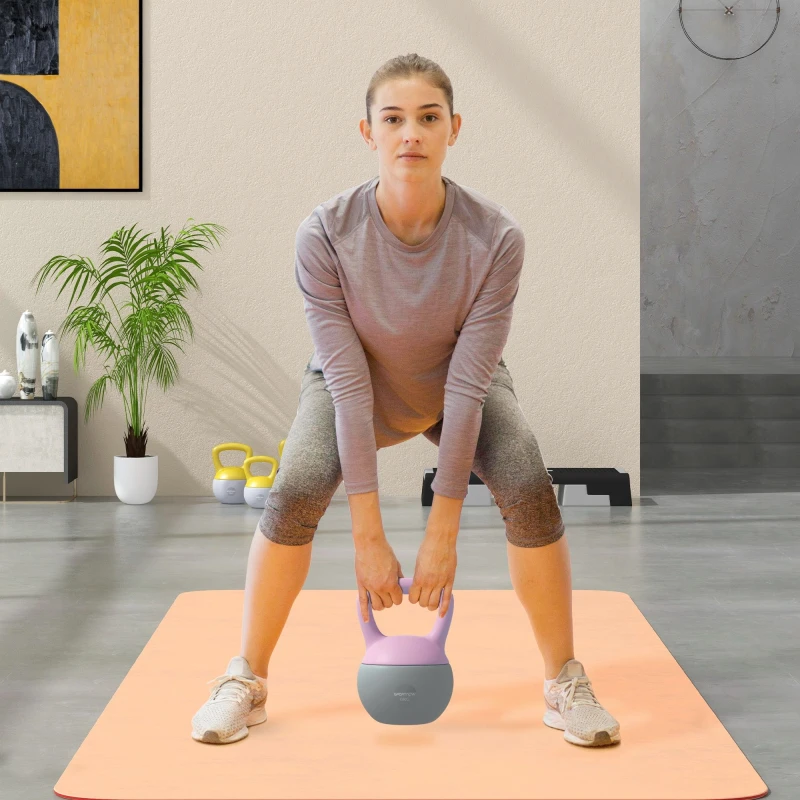 Image of SPORTNOW Kettlebell w/ Soft Body and Non-Slip Handle - Purple and Grey - 6KG TJ Hughes 5061025091959