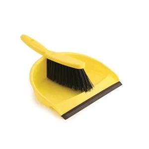 image of Dustpan And Brush Set Soft Bristles Yellow