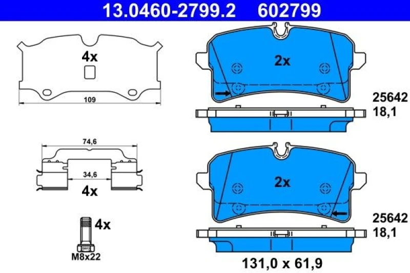 Image of Brake pad set ATE 13.0460-2799.2
