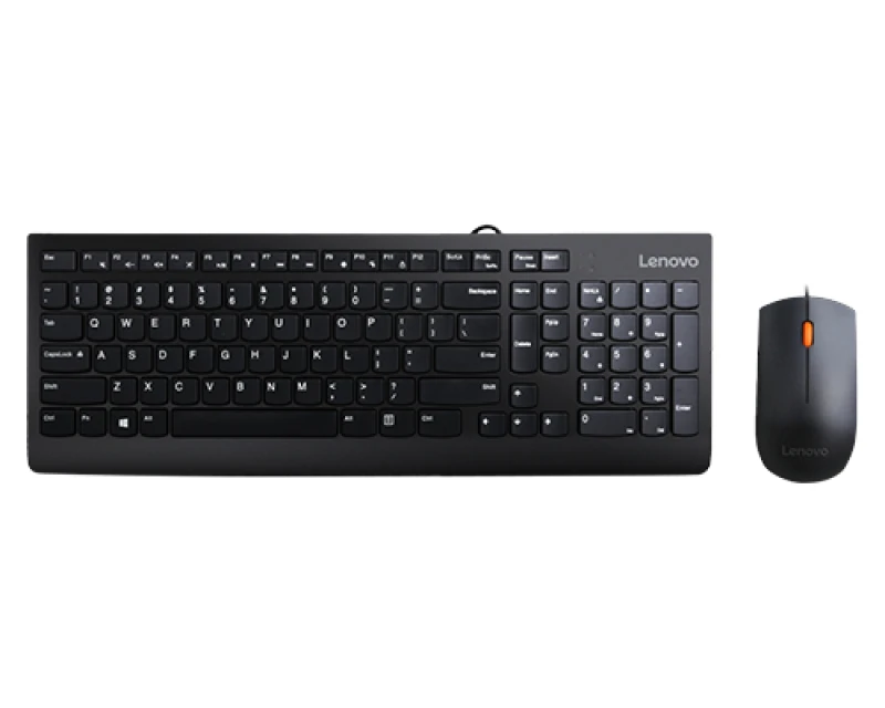 Image of Lenovo 300 keyboard Mouse included Universal USB QWERTY US English Bla