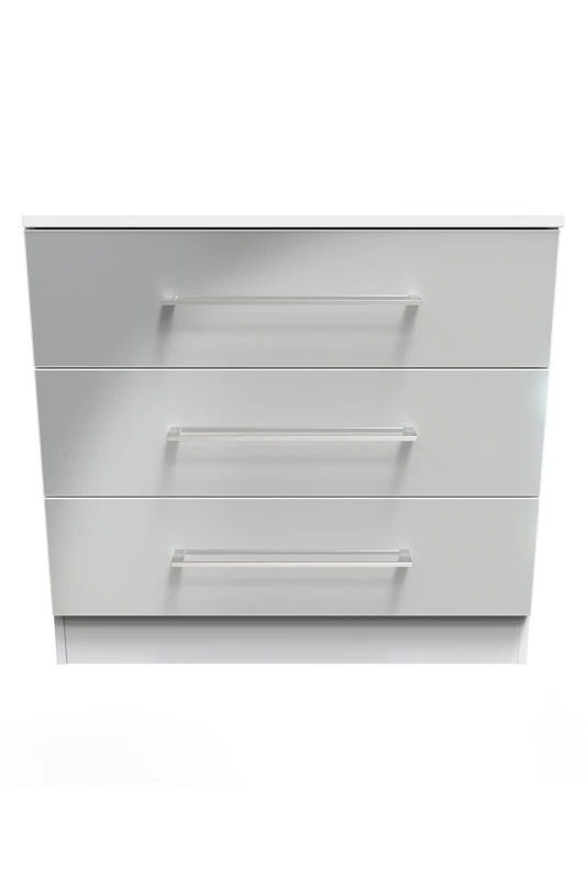 Image of Chester 3 Drawer Chest In Uniform Grey & White (Ready Assembled)
