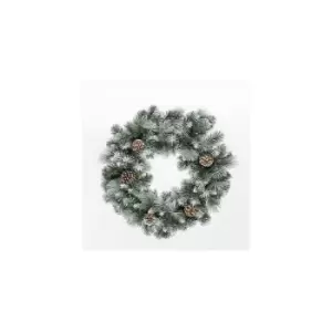 image of Snowtime - Frosted Glacier Christmas Wreath with Pine Cones - 60cm - 140 Tips