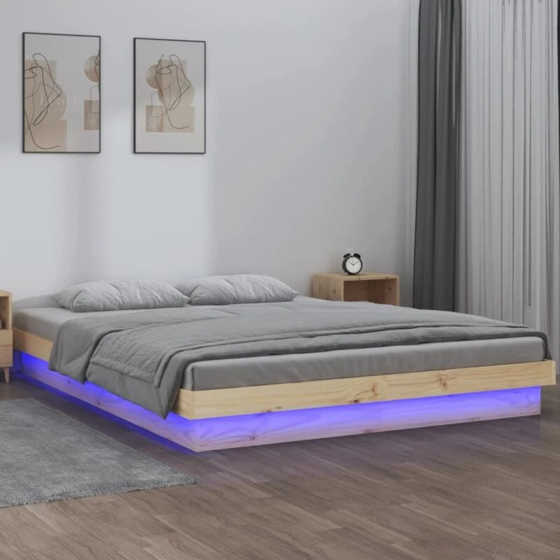 Image of VIDAXL LED Bed Frame without Mattress 120x200cm Solid Wood Vidaxl 8720287071556