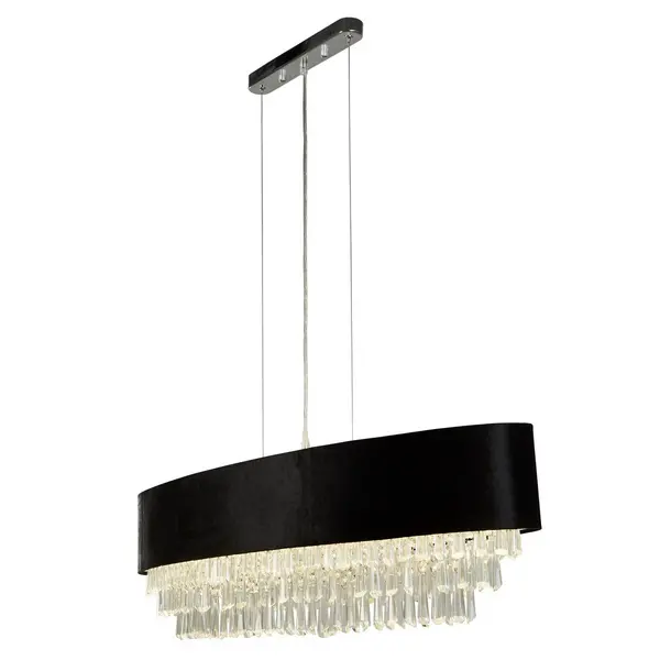 image of Glamour 8 Light Oval Pendant Black Velvet, Clear Crystal