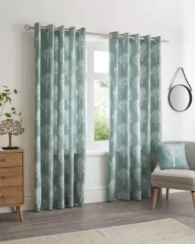 Cotton Traders Woodland Eyelet Curtains in Green