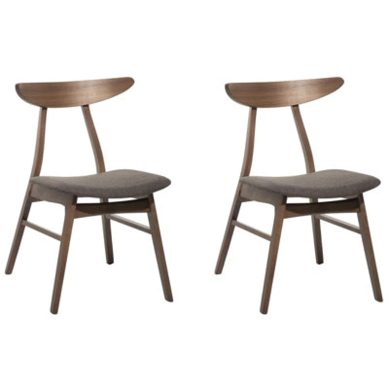 Image of Beliani Set Of 2 Dining Chairs Lynn Wood Dark Brown/ Grey