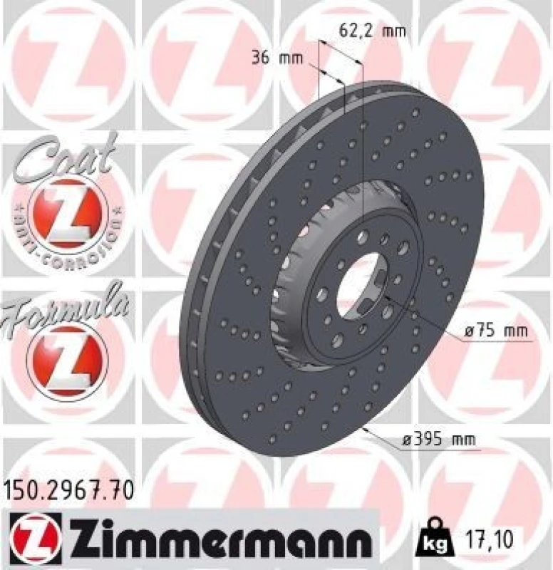 Image of ZIMMERMANN Brake disc ZIMMERMANN 150.2967.70