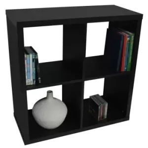 image of Techstyle Cube 4 Cubby Square Display Shelves / Vinyl Lp Record Storage Black