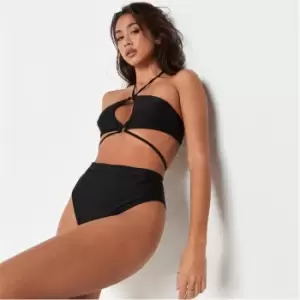 Missguided Tall High Waisted High Leg Bikini Bottoms - Black