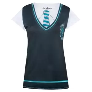 Image of Harry Potter Womens/Ladies Slytherin Costume T-Shirt (L) (Black/White)