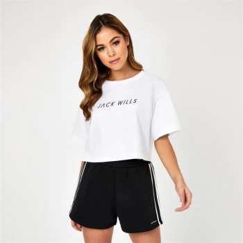 image of Jack Wills Active Cropped Logo T-Shirt - White