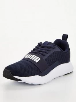 Puma Wired Junior Trainers - Black , Navy/White, Size 4