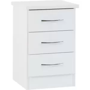 Image of Seconique Nevada 3 Drawer Bedside White Gloss