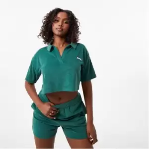 Image of Slazenger ft. Wolfie Cindy Towelling Cropped Polo - Green