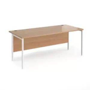 image of Office Desk 1800mm Rectangular Desk With H-Frame Leg Beech Tops With White Frames Maestro 25