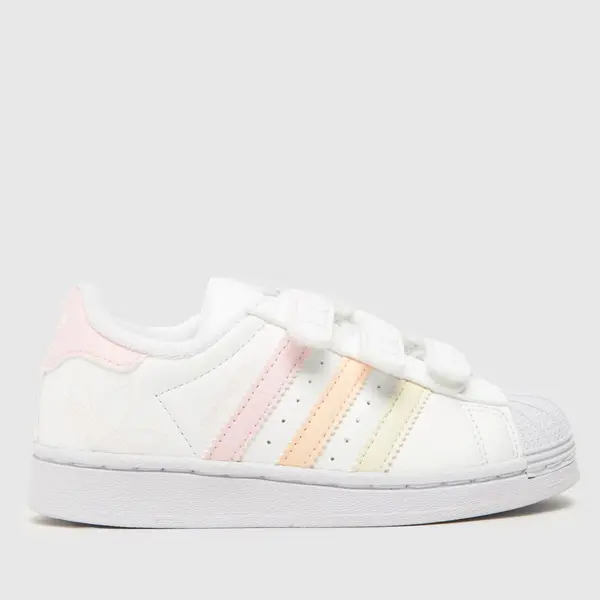 Image of adidas white multi superstar v Girls Junior trainers White Multi UK 12 (EU 30½)
