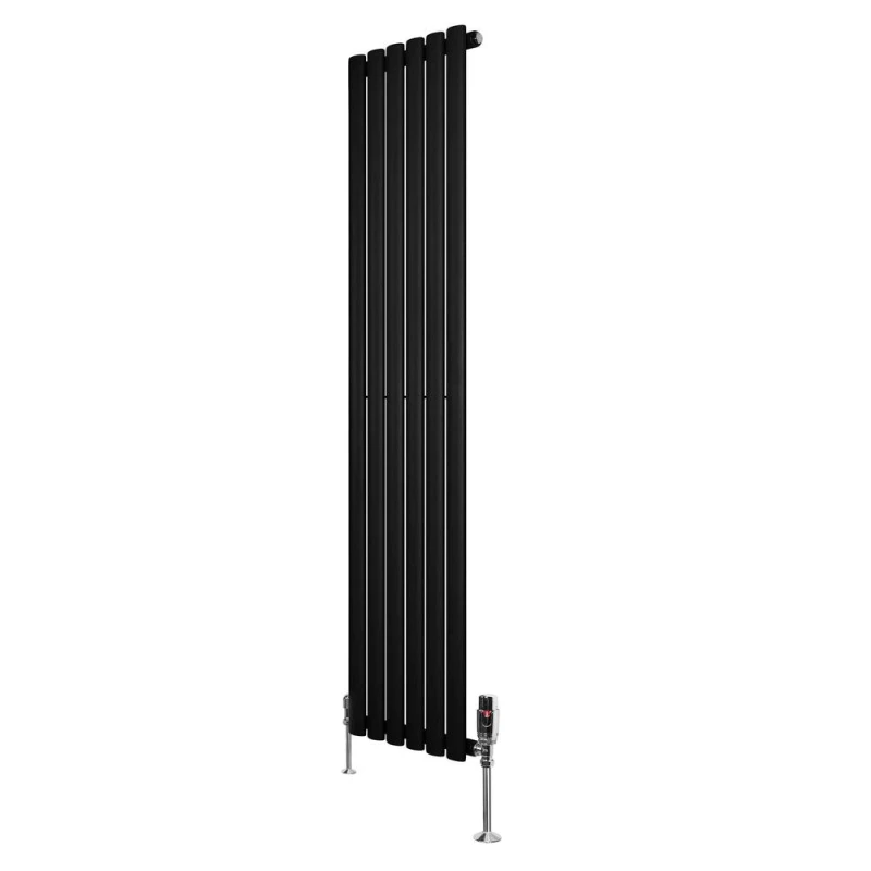 Image of Monstershop Oval Single Column Radiator & Valves - 1600mm x 360mm - Black Unisex