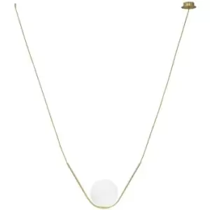 Image of Merano - Davie Globe Pendant Ceiling Light Brass Metal White Glossy Glass LED E14