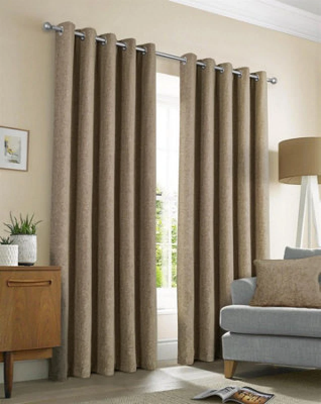Image of Sundour Amberley Thermal Eyelet Curtains - Brown Brown 66x90 In