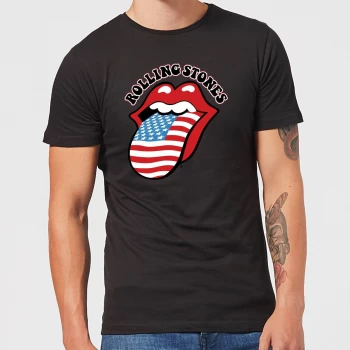 image of Rolling Stones US Flag Mens T-Shirt - Black - 3XL - Black