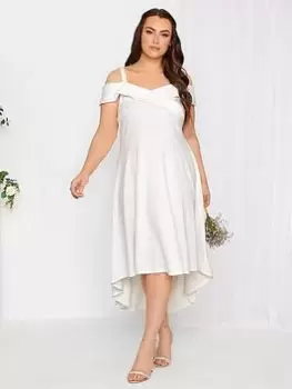 Image of Yours High Low Bardot Dress - White, Size 14, Women