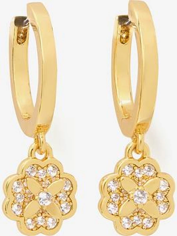 Image of Kate Spade New York Womens Heritage Bloom Huggie Drop Earrings - Clear/Gold Gold female KJ320 Y55