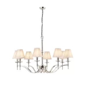 image of Stanford 8 Light Multi Arm Chandelier Polished Nickel Plate Finish, E14