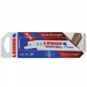 Image of Lenox 18TPI Medium Metal Cutting Reciprocating Saw Blades 102mm Pack of 5