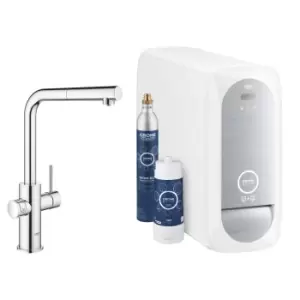 image of Grohe Blue Sparkling Water Smart Pull Out Spray Kitchen Tap - Chrome