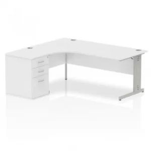 Image of Impulse 1800 Left Hand Wire Managed Workstation 600 Pedestal Bundle White