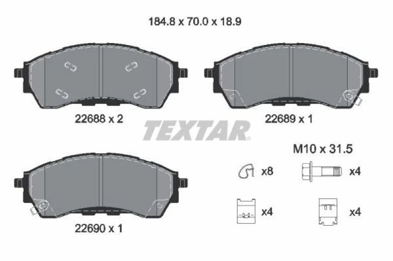 Image of Brake pad set TEXTAR 2268801