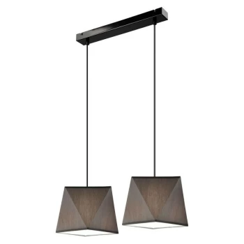 Lamkur Lighting - Carla Bar Pendant Ceiling Light, Fabric Shade Gray, 2x E27