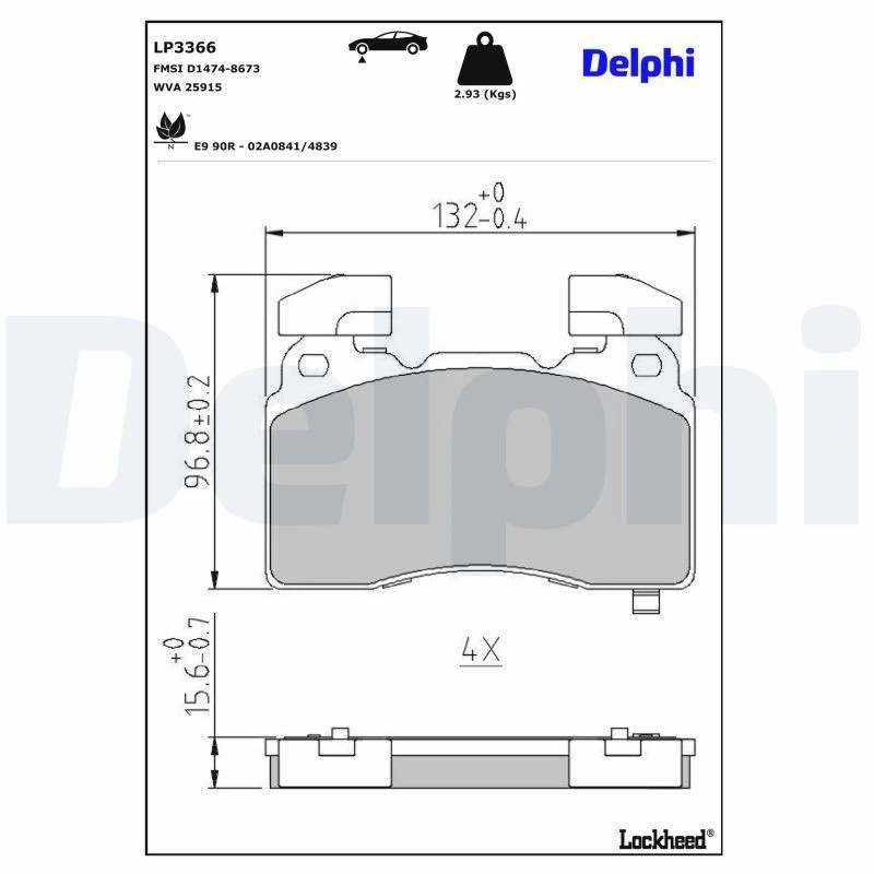 Image of DELPHI Brake pad set DELPHI LP3366