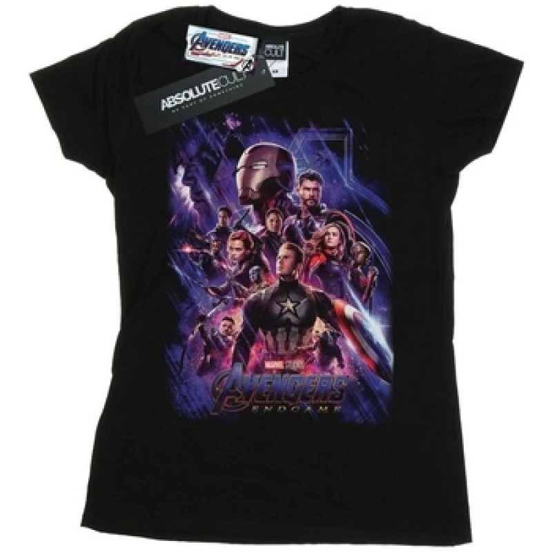Image of Marvel Avengers Endgame Movie Poster Cotton T-Shirt Black female