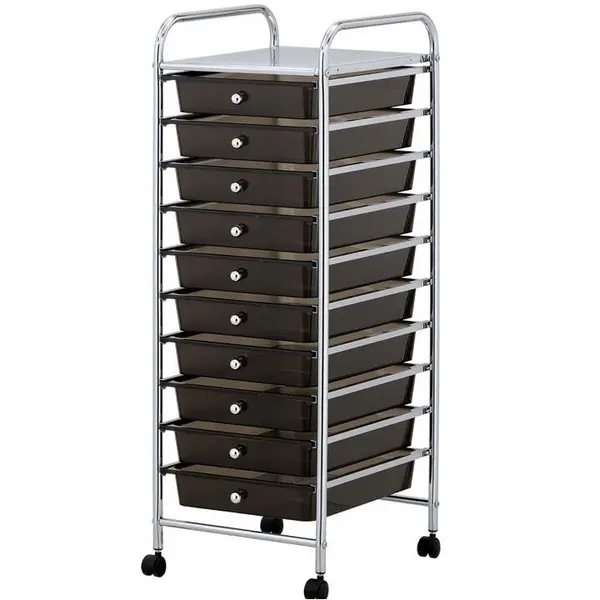 image of VonHaus VonHaus Storage Trolley, 10 Drawer Black Wheeled - Black One Size