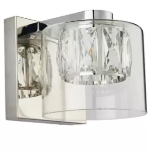 Image of Crystal LED Wall Light Square Chrome & Luxury Shade Modern Glass Lamp Fitting