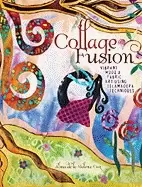 Image of collage fusion vibrant wood and fabric art using telamadera techniques