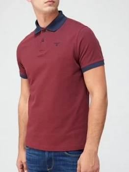 Barbour Sports Polo with Contrast Collar - Red, Size L, Men