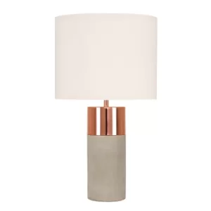 image of Finley Copper and Cement Table Lamp with Beige Shade