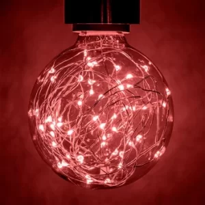 image of Prolite Globe LED Light Bulb G95 E27 1.7W Red Star Effect Funky Filaments