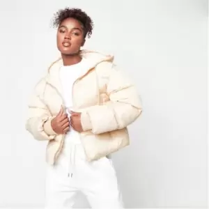 Image of Missguided Tall Hooded Puffer Coat - Beige