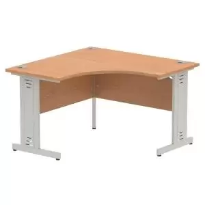 image of Impulse 1200 Corner Desk Silver Cable Managed Leg Desk Oak