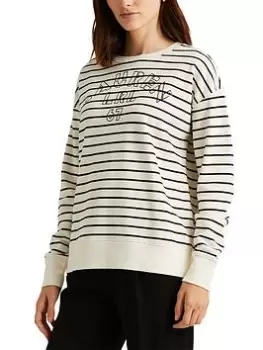 Image of Lauren by Ralph Lauren Kappy Long Sleeve Sweatshirt, Cream/Black Size XS Women