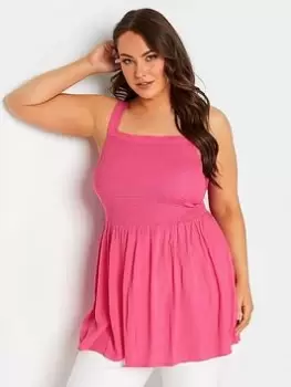 Image of Yours Crinkle Vest Top - Hot Pink, Size 14, Women