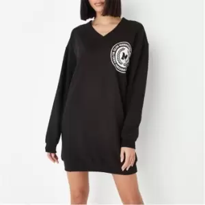 image of Missguided Tall Graphic Sweater Dress - Black