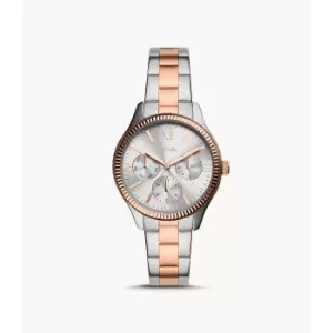Image of Fossil Womens Rye Multifunction Two-Tone Stainless Steel Watch - Rose Gold / Silver