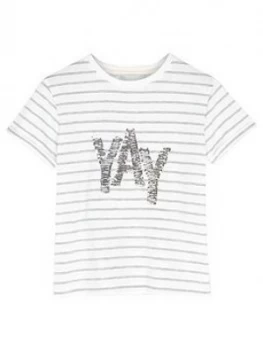 Image of Mintie by Mint Velvet Girls Yay Sequin T-Shirt - Ivory, Size Age: 7-8 Years, Women