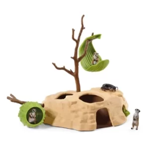 image of SCHLEICH Wild Life Meerkat Hangout Toy Figure Set, Unisex, 3 to 8 Years, Multi-colour (42530)