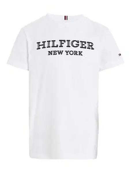 image of Tommy Hilfiger Boys New Monotype Short Sleeve T-Shirt - White Size 12 Years